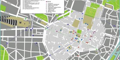 Տուրիստական քարտեզ Մյունխենի տեսարժան վայրերը