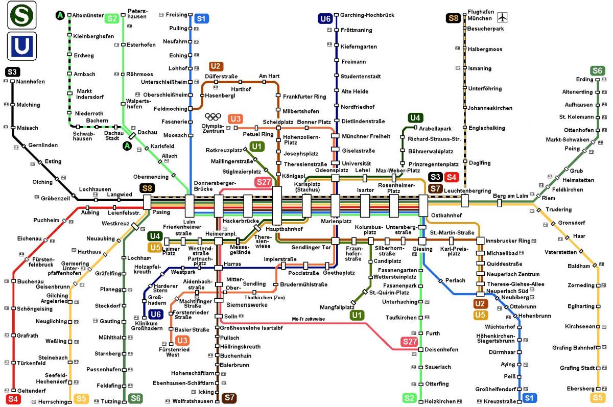 Մյունխենի գնացքը S8 քարտեզի վրա