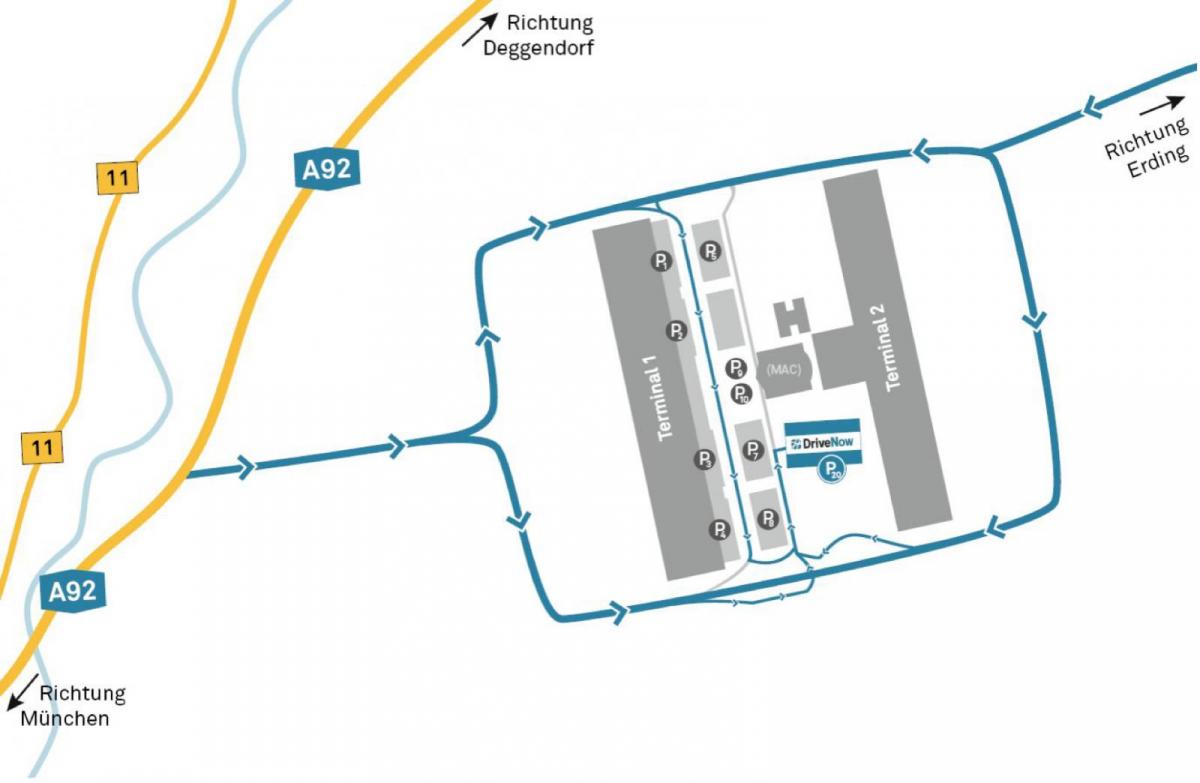 Մյունխենի օդանավակայանը քարտեզ ավտոմեքենաների վարձակալության 