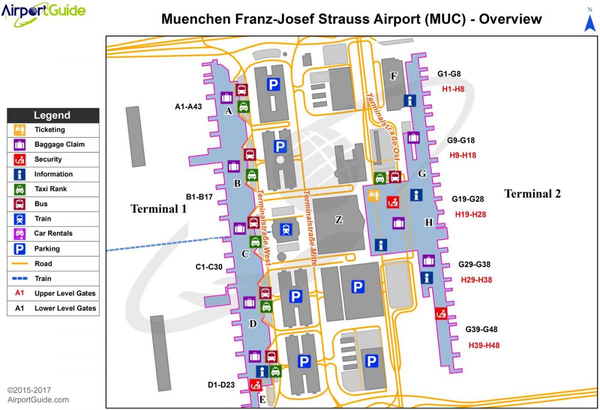 միջազգային օդանավակայանը Մյունխենի քարտեզի վրա